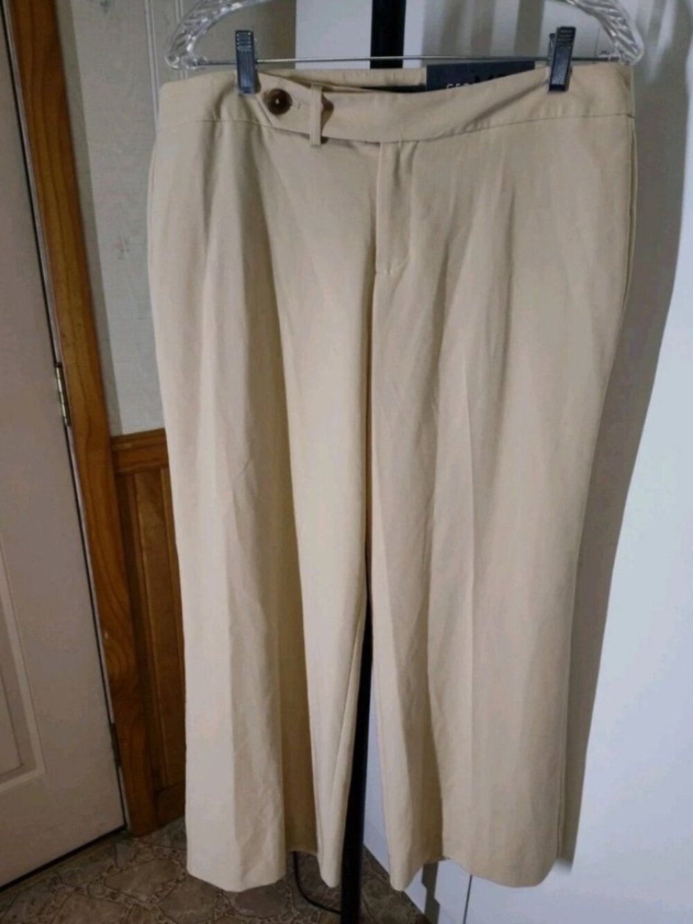 George Women Wide Leg Dress Pants Mocha Cream Size 14P